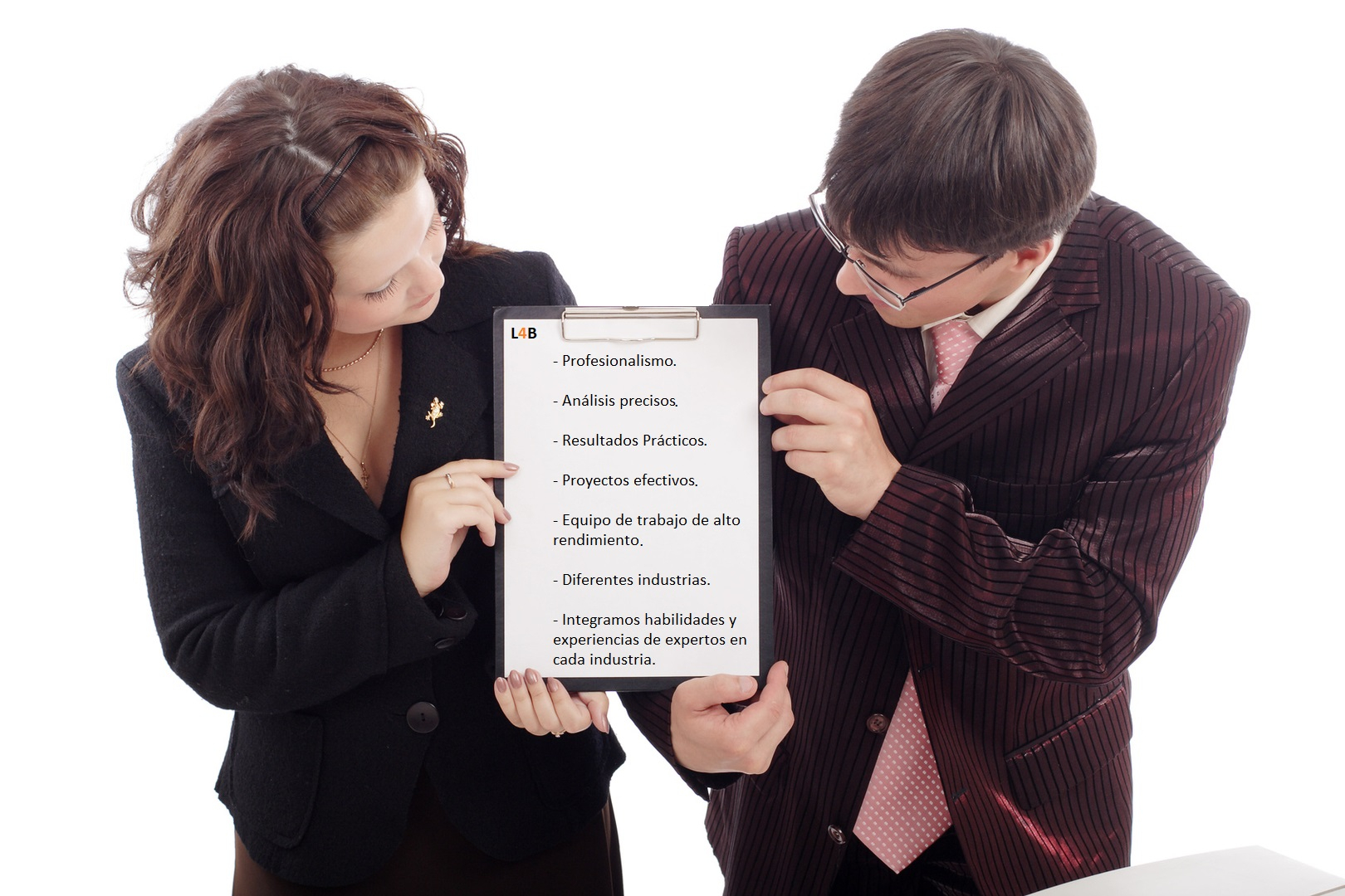 Group of business people working together. Shot in studio.